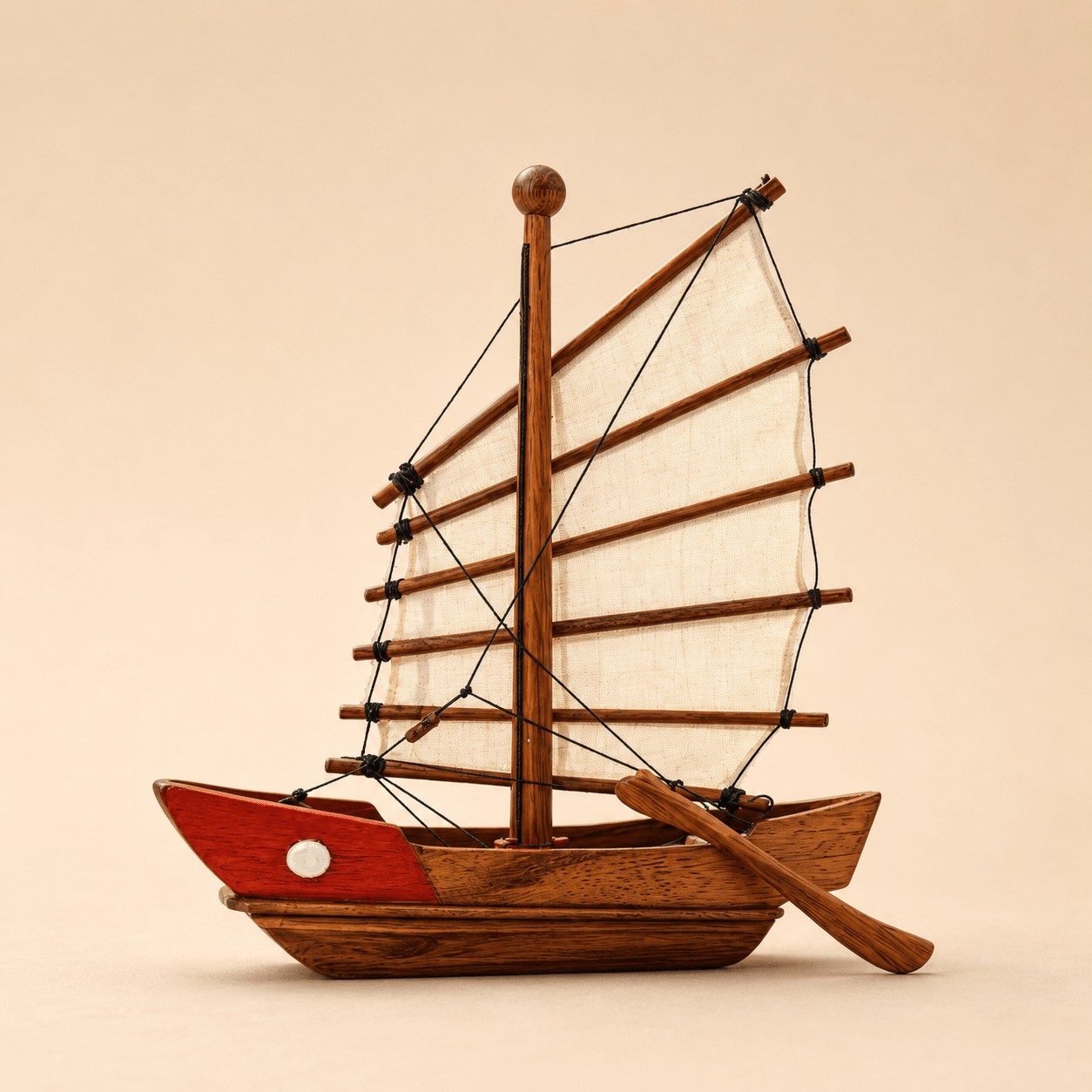 Chinese Junk Wooden Ship Model – Classic 25 cm - Ocean Relic Studio- Handcrafted Wooden Ship Model