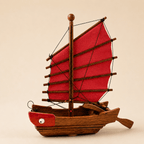 Chinese Junk Wooden Ship Model – Classic 25 cm - Ocean Relic Studio- Handcrafted Wooden Ship Model