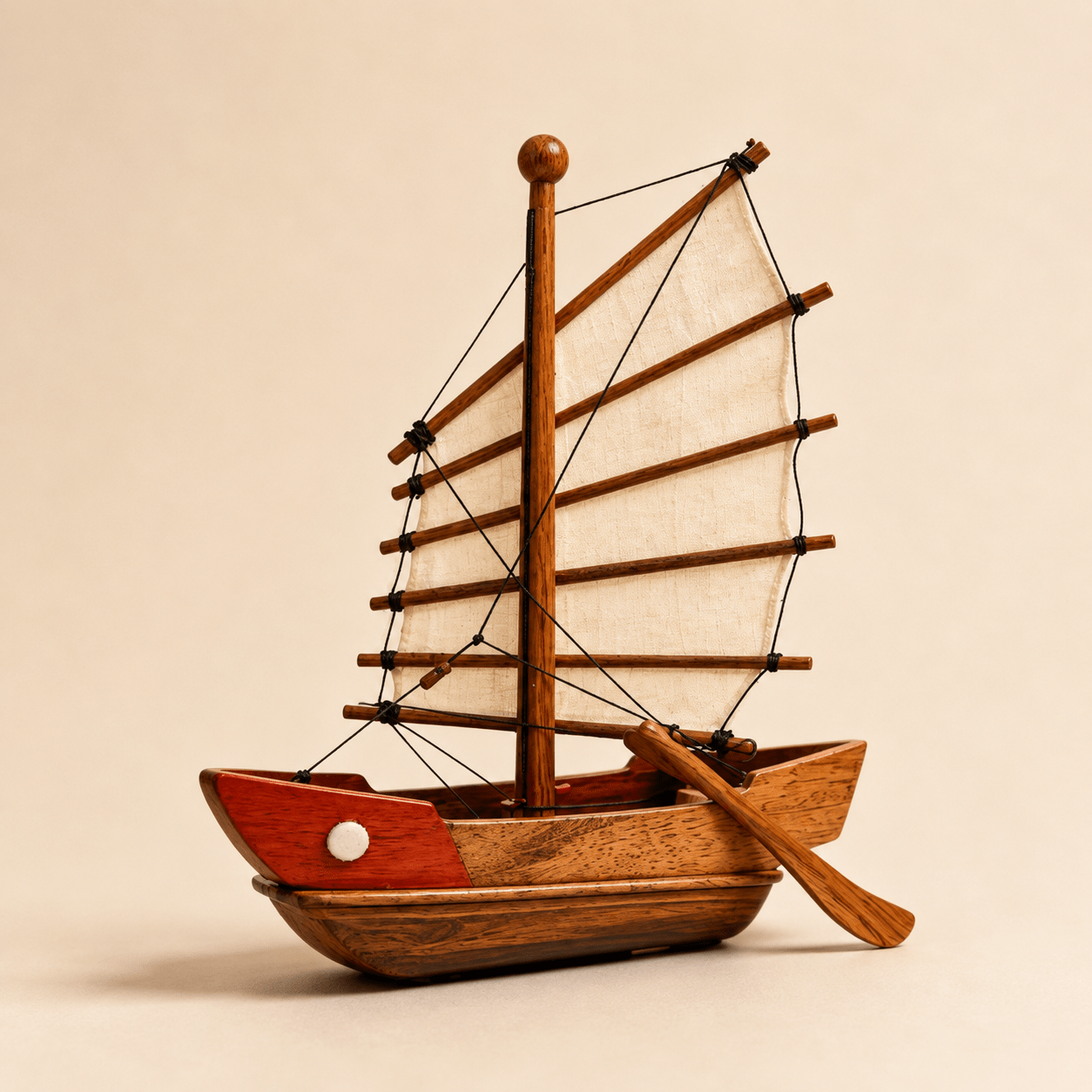 Chinese Junk Wooden Ship Model – Classic 25 cm - Ocean Relic Studio- Handcrafted Wooden Ship Model