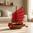 Chinese Junk Wooden Ship Model – Classic 25 cm - Ocean Relic Studio- Handcrafted Wooden Ship Model