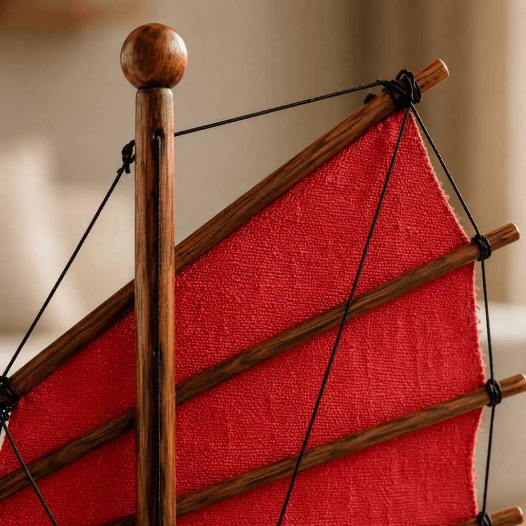 Chinese Junk Wooden Ship Model – Classic 25 cm - Ocean Relic Studio- Handcrafted Wooden Ship Model