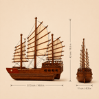 Chinese Junk Wooden Ship Model – Classic 38 cm - Ocean Relic Studio- Handcrafted Wooden Ship Model