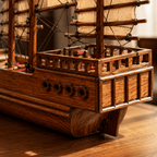 Chinese Junk Wooden Ship Model – Classic 38 cm - Ocean Relic Studio- Handcrafted Wooden Ship Model