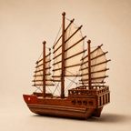 Chinese Junk Wooden Ship Model – Classic 38 cm - Ocean Relic Studio- Handcrafted Wooden Ship Model