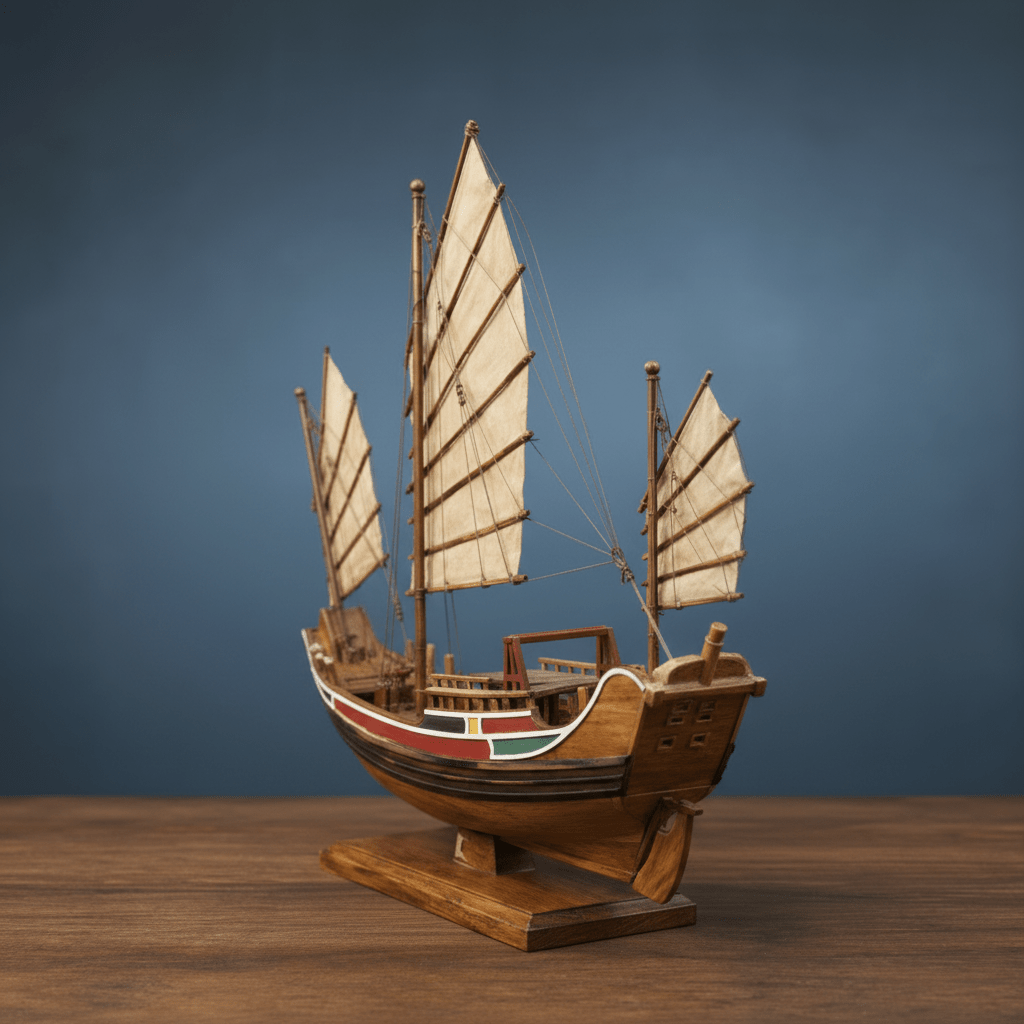Modello di giunca cinese oceanica – Veliero artigianale in legno - Ocean Relic Studio