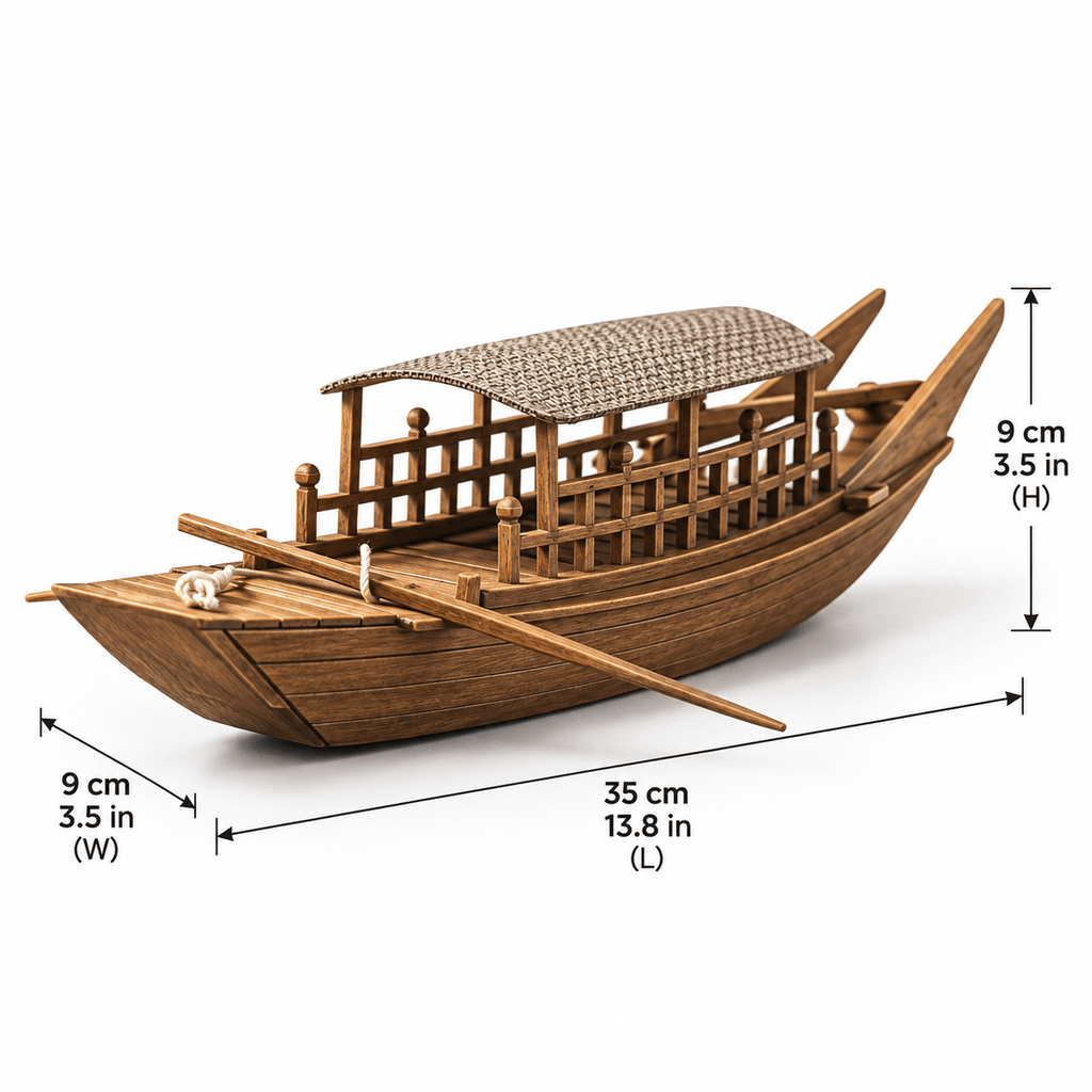 Chinese River Boat Model – 1980s Zhoushan Wooden Workshop Edition - Ocean Relic Studio