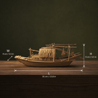 藁葺き船室の中国河川ジャンク模型 — 手作り木製漁船 - Ocean Relic Studio