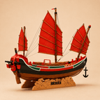 Chinese Trading Junk Ship Model – Handcrafted Wooden Sailboat - Ocean Relic Studio- Handcrafted Wooden Ship Model