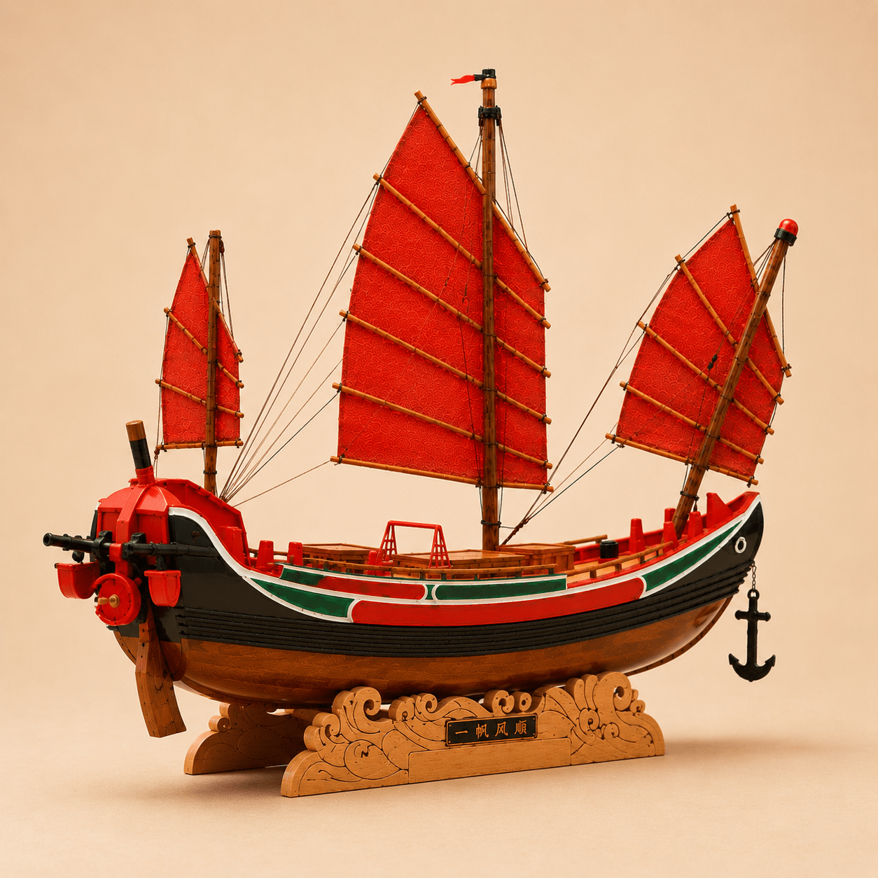 Chinese Trading Junk Ship Model – Handcrafted Wooden Sailboat - Ocean Relic Studio- Handcrafted Wooden Ship Model