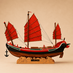 Chinese Trading Junk Ship Model – Handcrafted Wooden Sailboat - Ocean Relic Studio- Handcrafted Wooden Ship Model