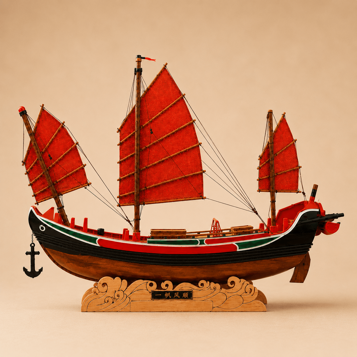Chinese Trading Junk Ship Model – Handcrafted Wooden Sailboat - Ocean Relic Studio- Handcrafted Wooden Ship Model