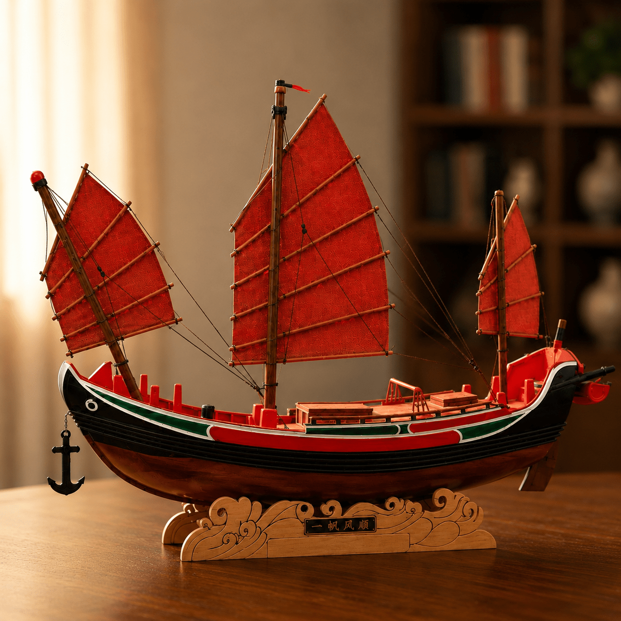 Chinese Trading Junk Ship Model – Handcrafted Wooden Sailboat - Ocean Relic Studio- Handcrafted Wooden Ship Model