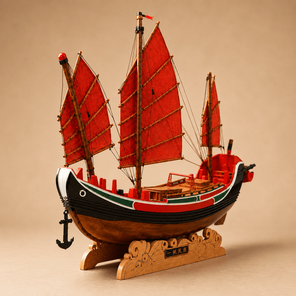 Chinese Trading Junk Ship Model – Handcrafted Wooden Sailboat - Ocean Relic Studio- Handcrafted Wooden Ship Model
