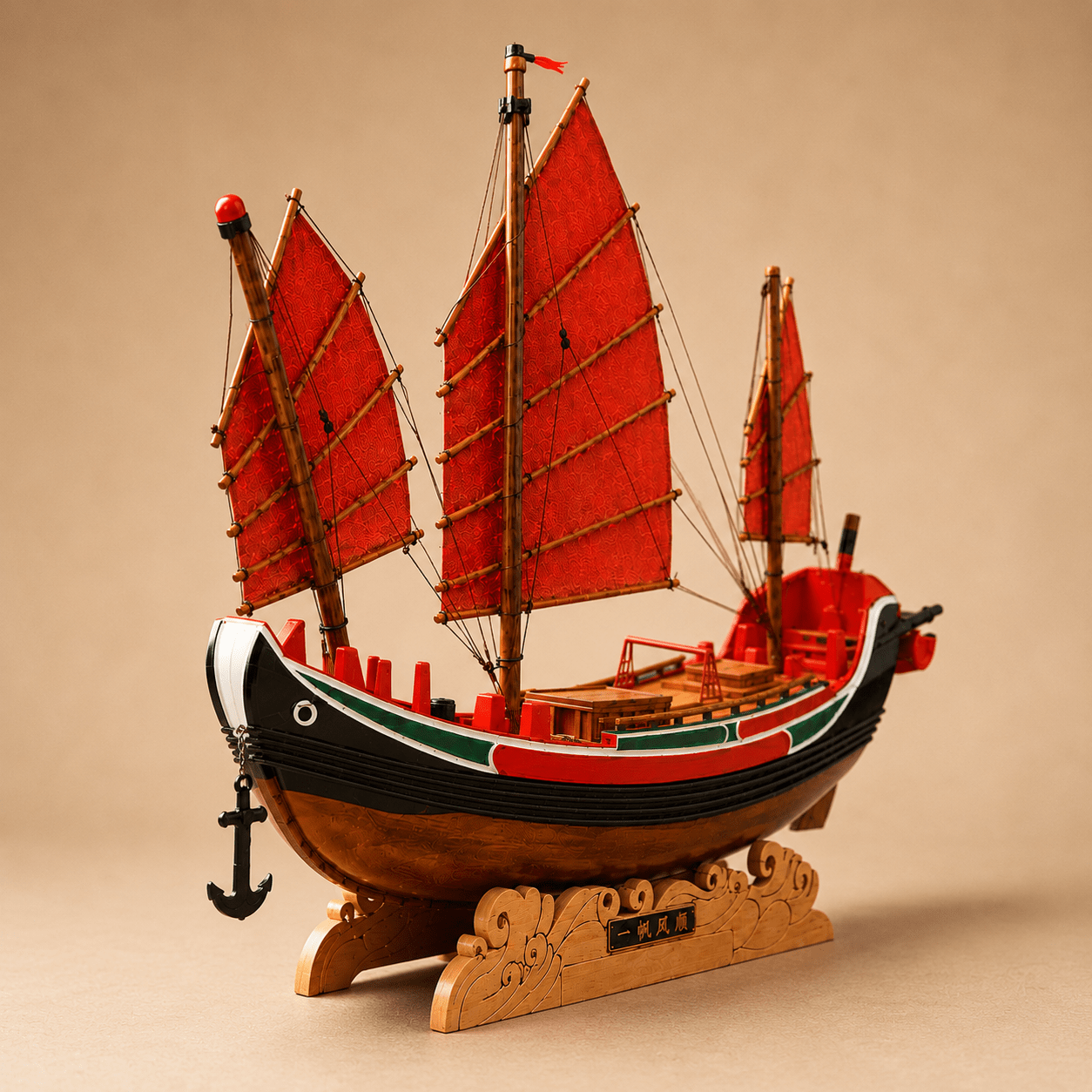 Chinese Trading Junk Ship Model – Handcrafted Wooden Sailboat - Ocean Relic Studio- Handcrafted Wooden Ship Model