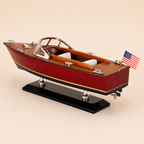 Chris-Craft Runabout Wooden Boat Model – Classic 25 cm - Ocean Relic Studio- Handcrafted Wooden Ship Model