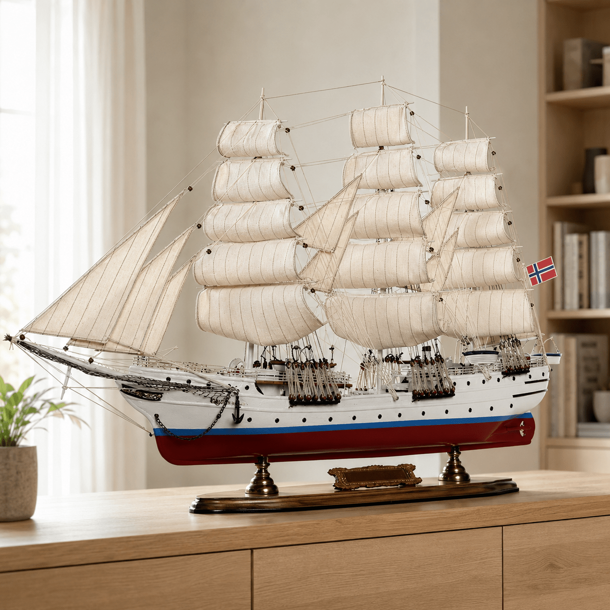 Christian Radich Wooden Ship Model – Deluxe 80 cm - Ocean Relic Studio- Handcrafted Wooden Ship Model