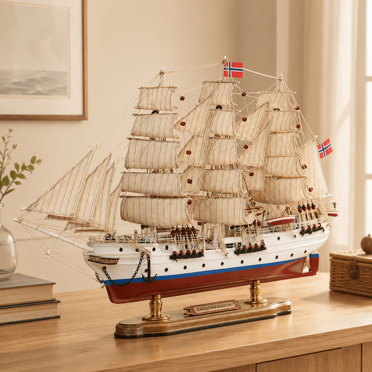 Christian Radich Wooden Ship Model – Premium 52 cm - Ocean Relic Studio