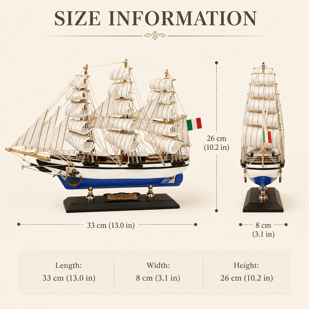Confection Wooden Ship Model – Classic 33 cm - Ocean Relic Studio- Handcrafted Wooden Ship Model