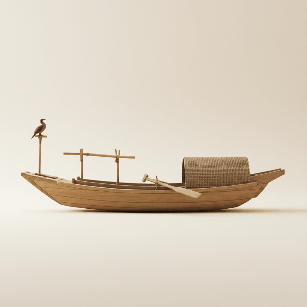 Cormorant Fishing Boat Model – Chinese Wooden River Junk - Ocean Relic Studio- Handcrafted Wooden Ship Model