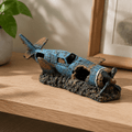 Crashed Warplane Resin Ship Model – Sunken WWII Aircraft Wreck - Ocean Relic Studio- Handcrafted Wooden Ship Model