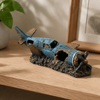 Crashed Warplane Resin Ship Model – Sunken WWII Aircraft Wreck - Ocean Relic Studio- Handcrafted Wooden Ship Model