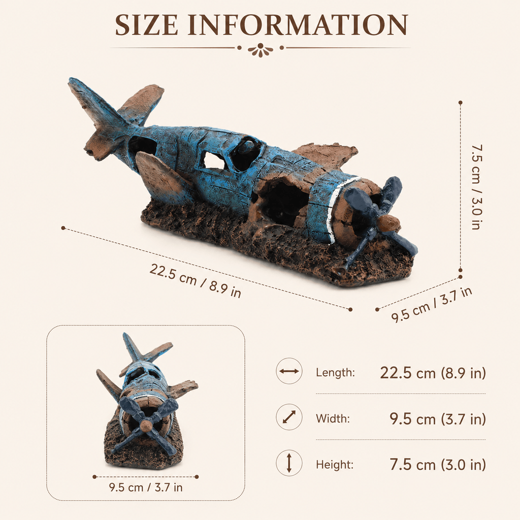 Crashed Warplane Resin Ship Model – Sunken WWII Aircraft Wreck - Ocean Relic Studio- Handcrafted Wooden Ship Model