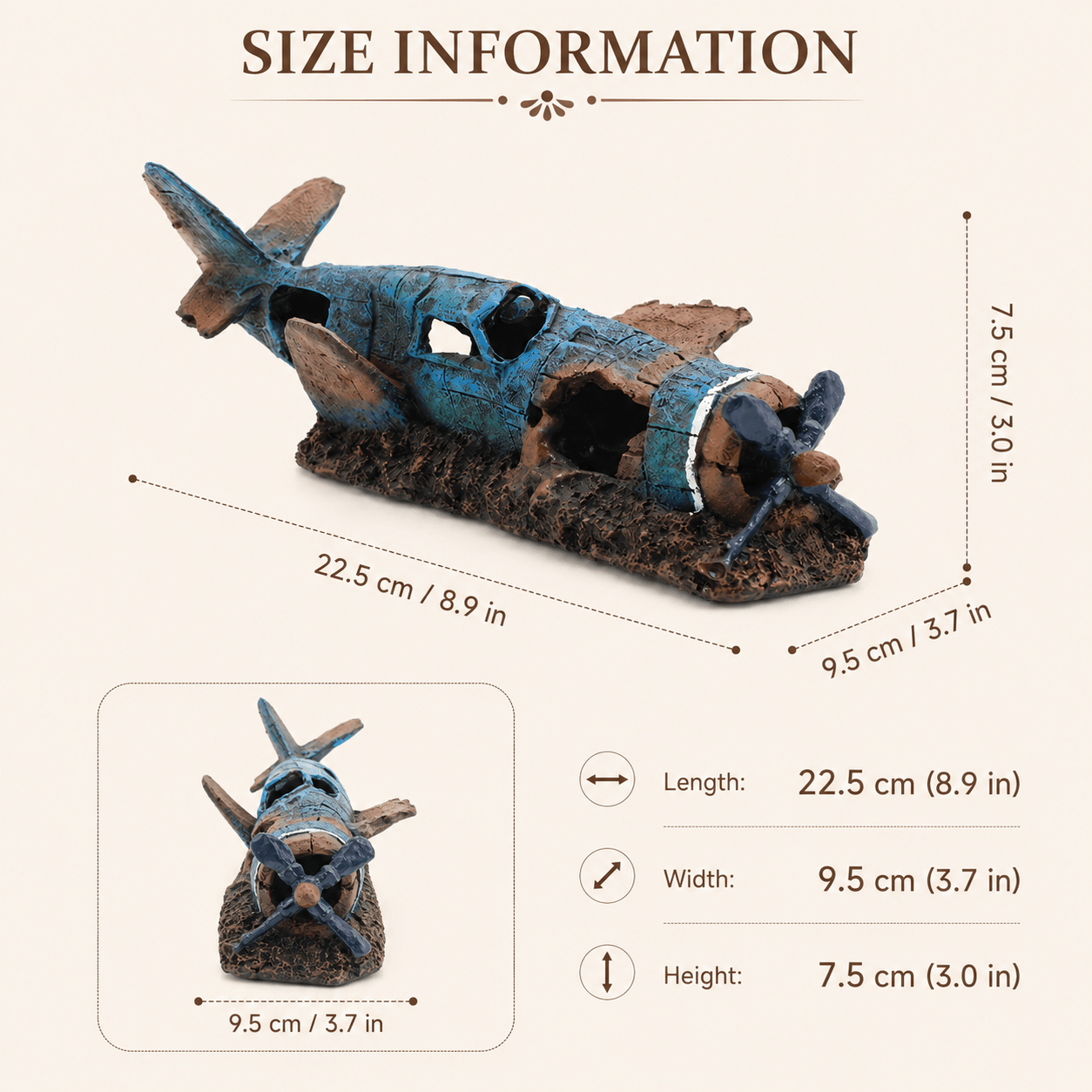 Crashed Warplane Resin Ship Model – Sunken WWII Aircraft Wreck - Ocean Relic Studio- Handcrafted Wooden Ship Model