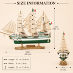 Cuaühtémoc Wooden Ship Model – Premium 52 cm - Ocean Relic Studio- Handcrafted Wooden Ship Model