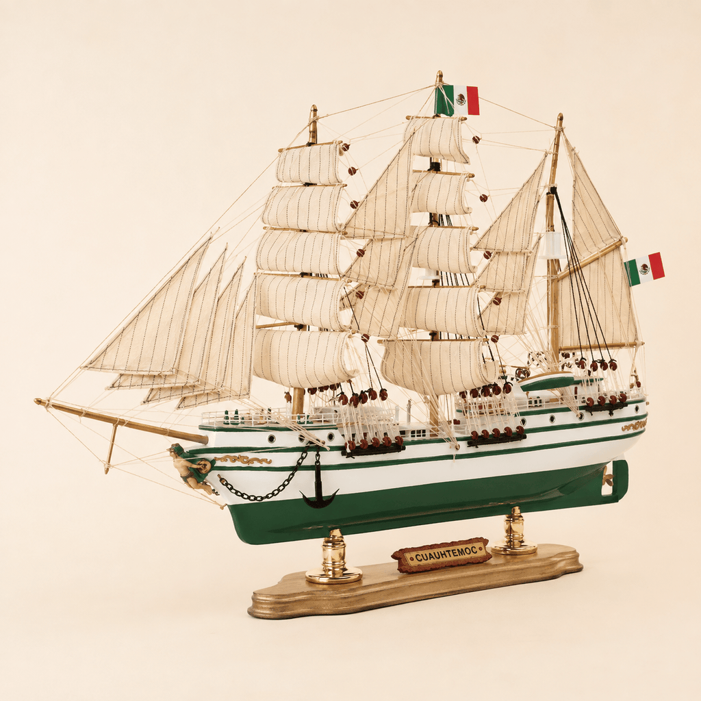 Cuaühtémoc Wooden Ship Model – Premium 52 cm - Ocean Relic Studio- Handcrafted Wooden Ship Model