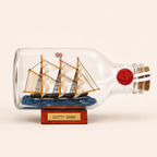 Cutty Sark Ship in a Bottle – British Clipper Ship Nautical Decor - Ocean Relic Studio- Handcrafted Wooden Ship Model