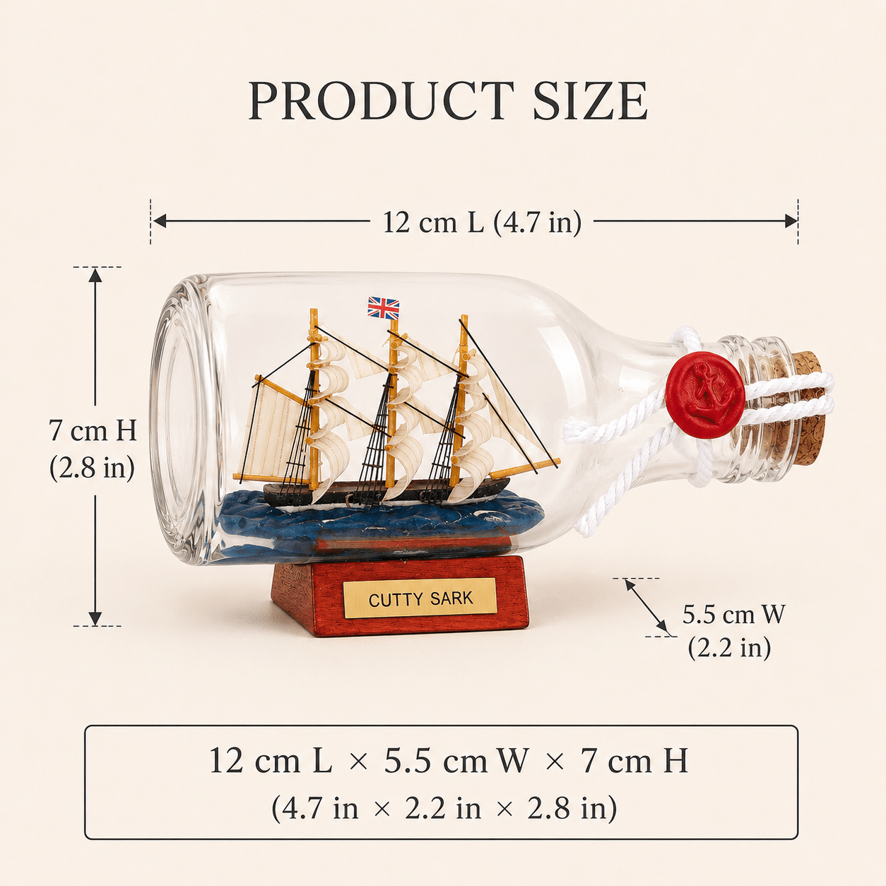 Cutty Sark Ship in a Bottle – British Clipper Ship Nautical Decor - Ocean Relic Studio- Handcrafted Wooden Ship Model