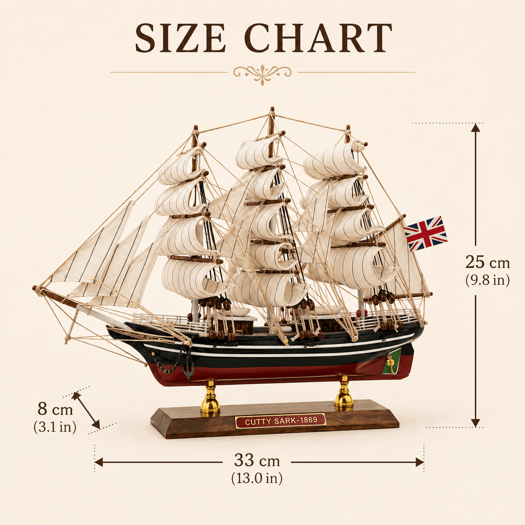 Cutty Sark Wooden Ship Model – Classic 33 cm - Ocean Relic Studio- Handcrafted Wooden Ship Model