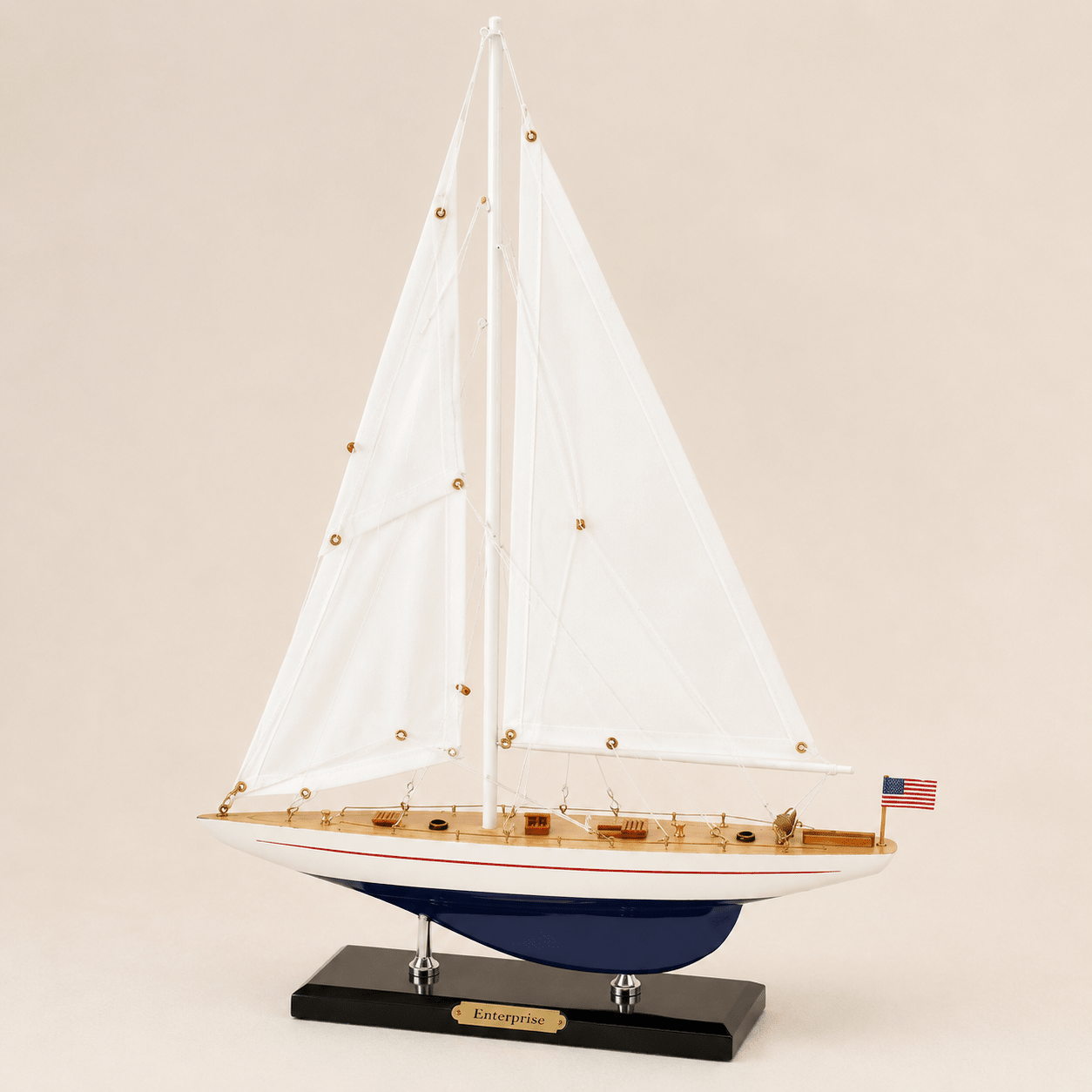 Enterprise America’s Cup Yacht Wooden Ship Model – Classic 38 cm - Ocean Relic Studio- Handcrafted Wooden Ship Model
