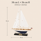 Enterprise America’s Cup Yacht Wooden Ship Model – Classic 38 cm - Ocean Relic Studio- Handcrafted Wooden Ship Model