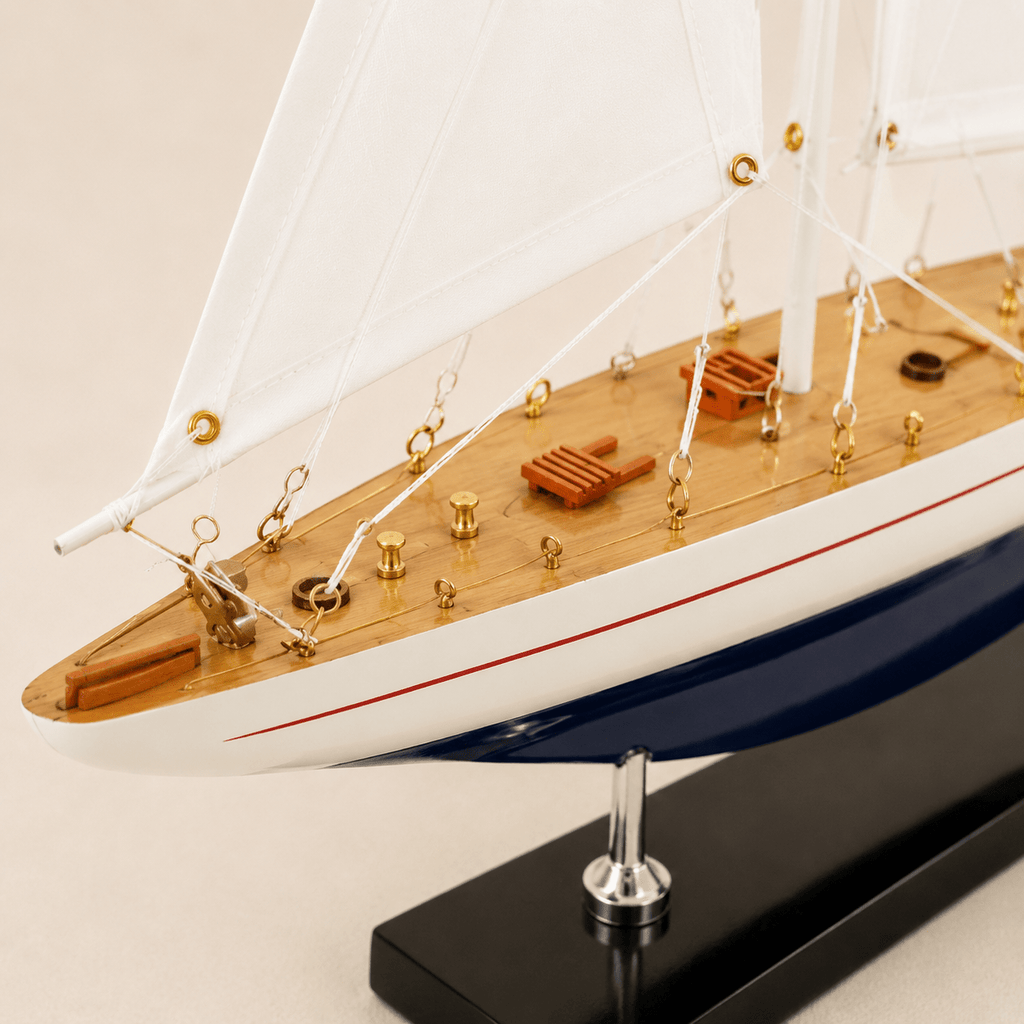 Enterprise America’s Cup Yacht Wooden Ship Model – Classic 38 cm - Ocean Relic Studio- Handcrafted Wooden Ship Model