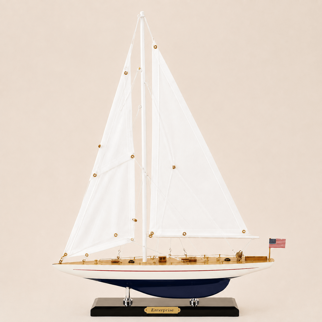 Enterprise America’s Cup Yacht Wooden Ship Model – Classic 38 cm - Ocean Relic Studio- Handcrafted Wooden Ship Model