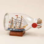 Fair Winds Ship in a Bottle – Chinese Lucky Sailing Ship Nautical Decor - Ocean Relic Studio- Handcrafted Wooden Ship Model