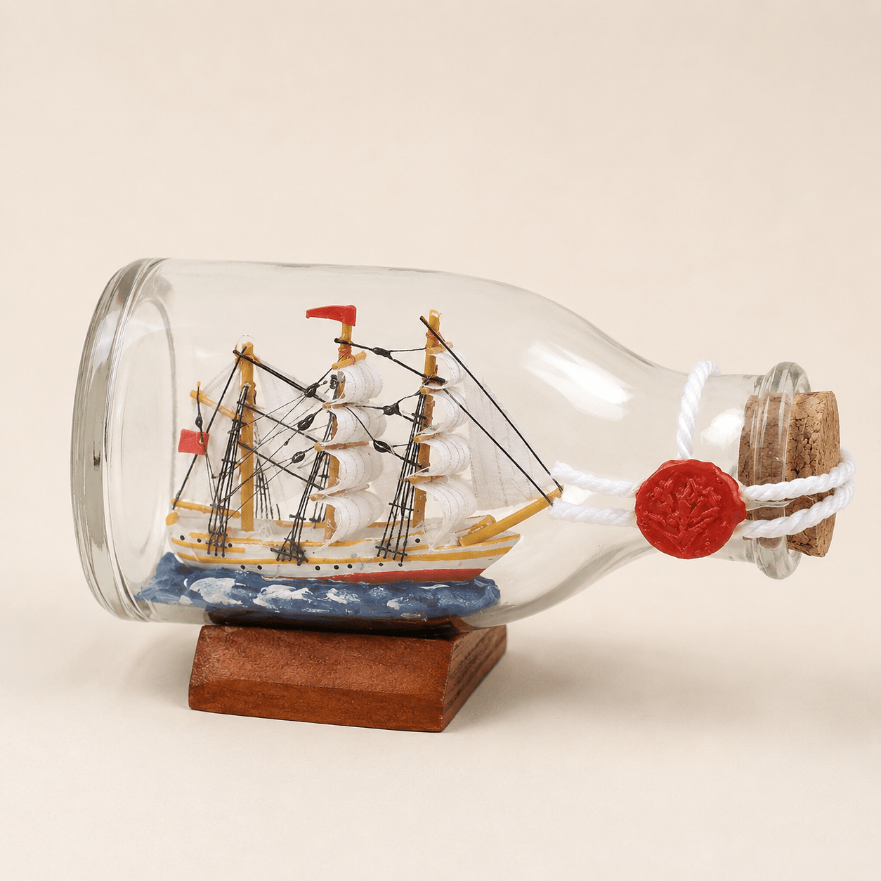 Fair Winds Ship in a Bottle – Chinese Lucky Sailing Ship Nautical Decor - Ocean Relic Studio- Handcrafted Wooden Ship Model