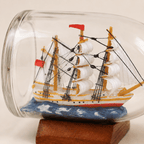 Fair Winds Ship in a Bottle – Chinese Lucky Sailing Ship Nautical Decor - Ocean Relic Studio- Handcrafted Wooden Ship Model