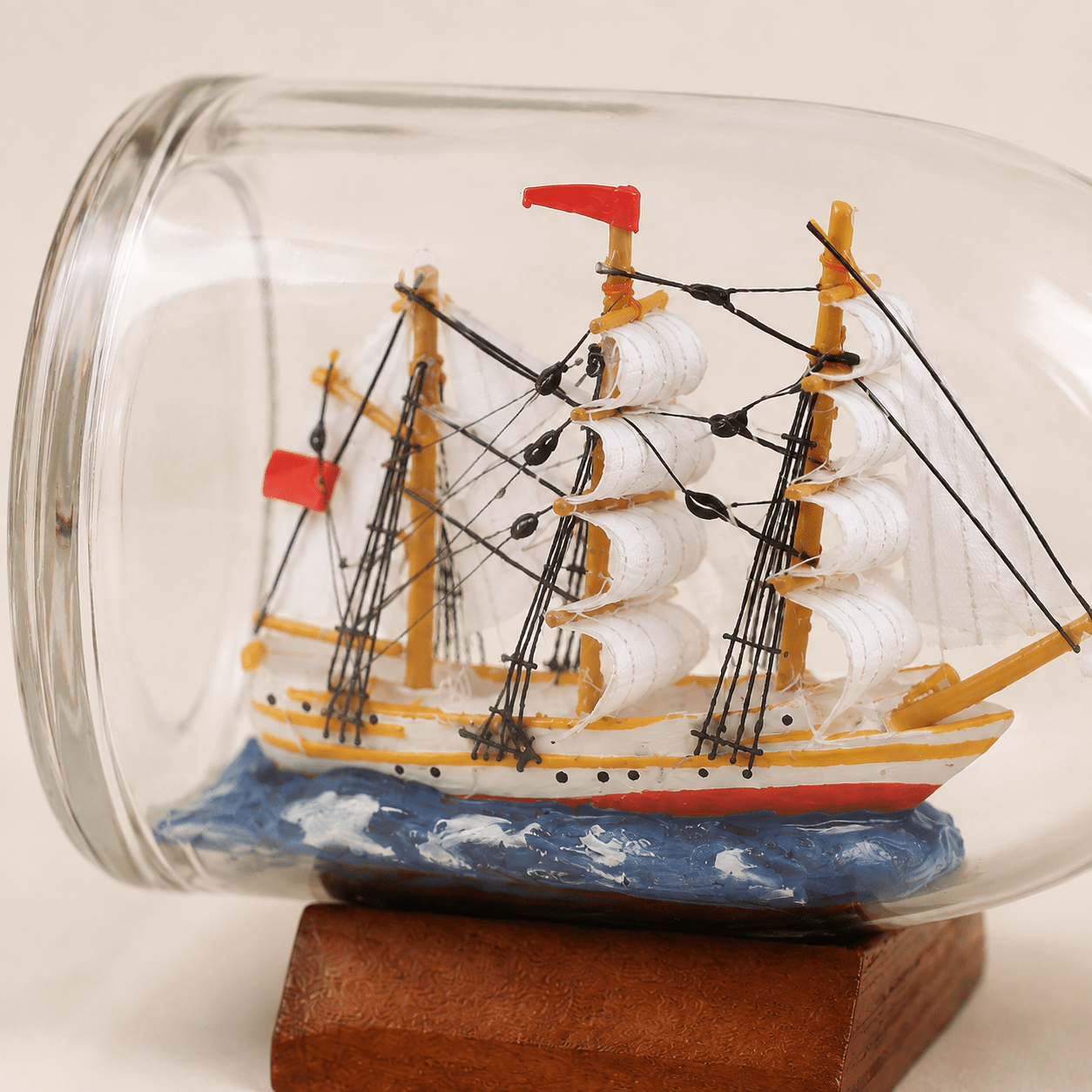 Fair Winds Ship in a Bottle – Chinese Lucky Sailing Ship Nautical Decor - Ocean Relic Studio- Handcrafted Wooden Ship Model