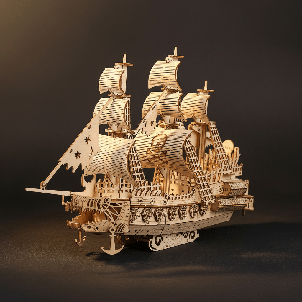 フライング・ダッチマン模型キット — 269ピース木製船パズル - Ocean Relic Studio