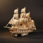 フライング・ダッチマン模型キット — 269ピース木製船パズル - Ocean Relic Studio