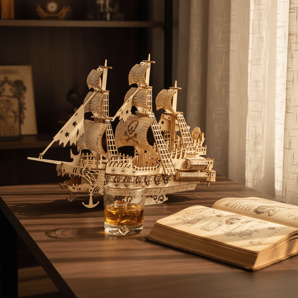 Kit del modello Flying Dutchman — puzzle navale in legno da 269 pezzi - Ocean Relic Studio