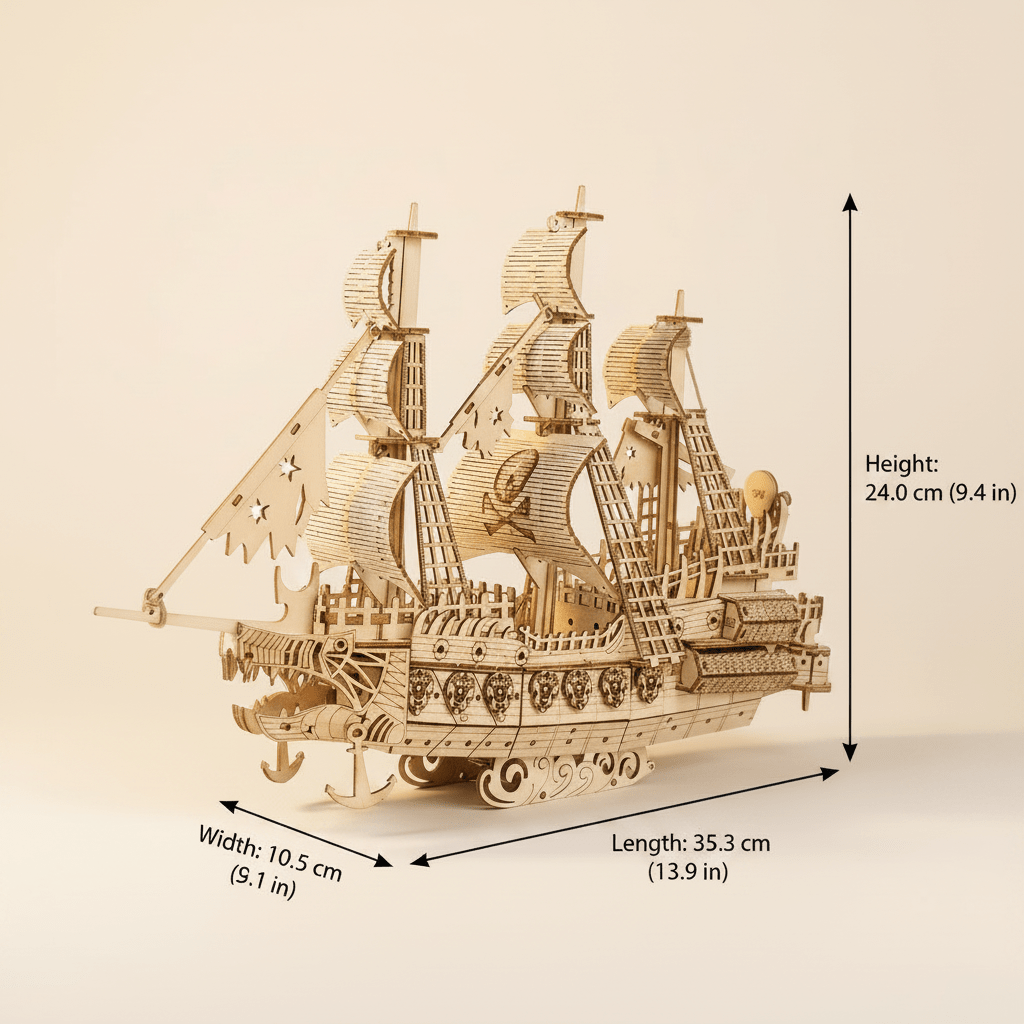 Flying Dutchman Wooden Ship Model Kit – 269-Piece 3D Puzzle - Ocean Relic Studio