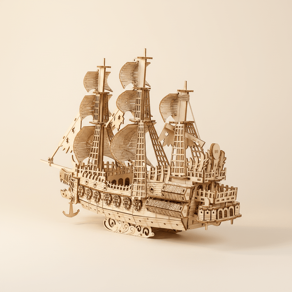 Flying Dutchman Wooden Ship Model Kit – 269-Piece 3D Puzzle - Ocean Relic Studio
