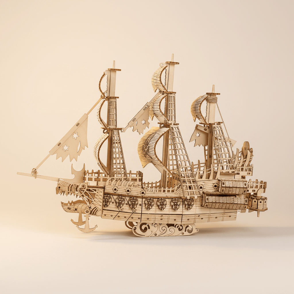 Flying Dutchman Wooden Ship Model Kit – 269-Piece 3D Puzzle - Ocean Relic Studio