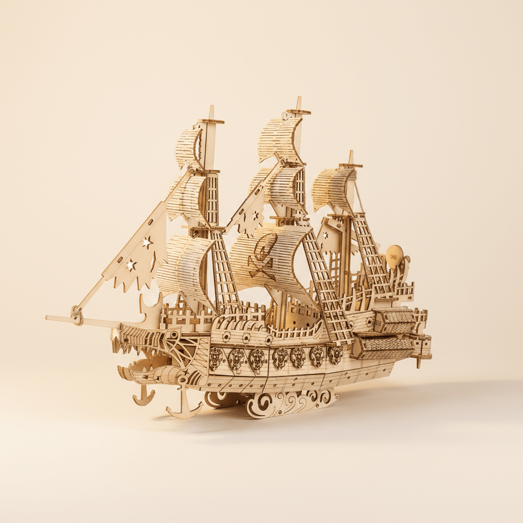 Flying Dutchman Wooden Ship Model Kit – 269-Piece 3D Puzzle - Ocean Relic Studio