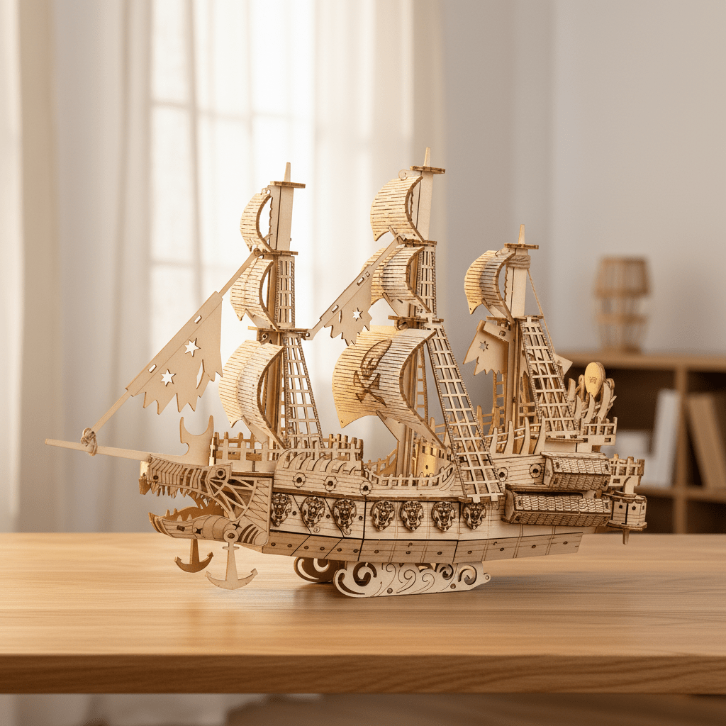 Flying Dutchman Wooden Ship Model Kit – 269-Piece 3D Puzzle - Ocean Relic Studio