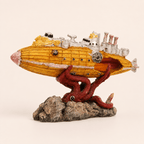 Giant Octopus Submarine Wreck Resin Aquarium Decor – Kraken vs Steampunk Sub - Ocean Relic Studio- Handcrafted Wooden Ship Model