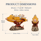 Giant Octopus Submarine Wreck Resin Aquarium Decor – Kraken vs Steampunk Sub - Ocean Relic Studio- Handcrafted Wooden Ship Model